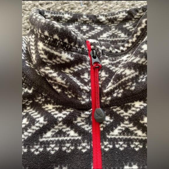 Eddie Bauer Fair Isle Fleece Quarter Zip Black/White Size Medium - Picture 4 of 8